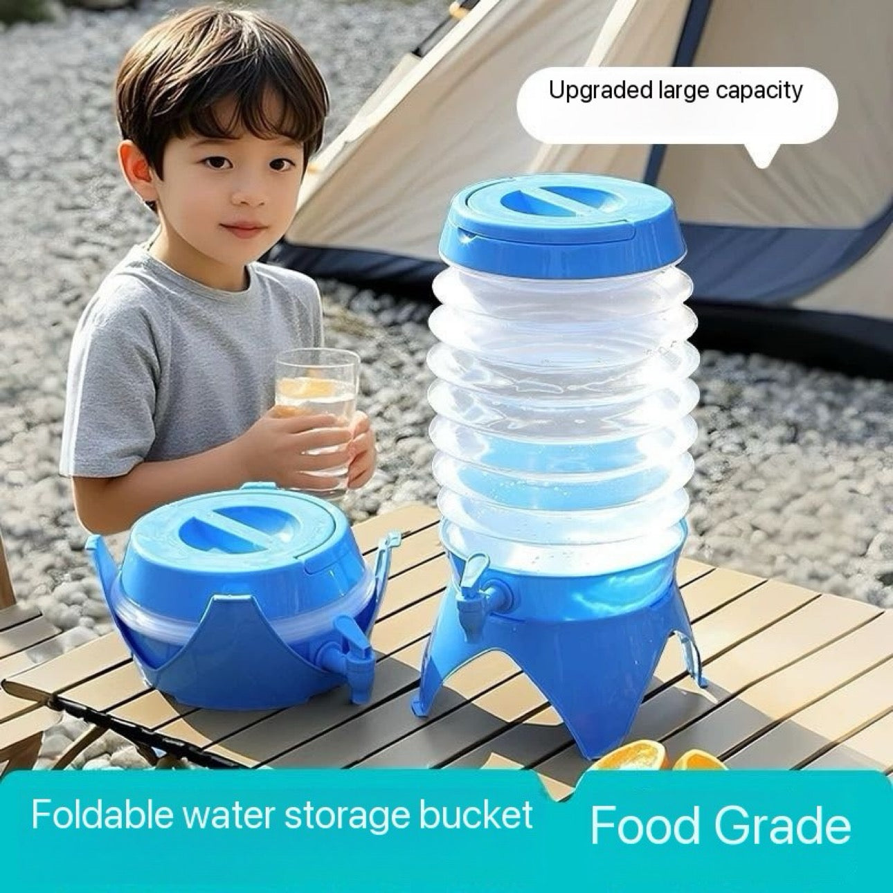 Outdoor Camping Folding Water Container Bag Portable Folding Water Storage Bag With Knob Faucet Bag