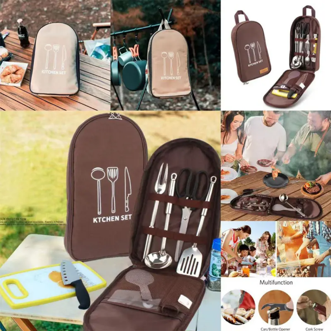 Outdoor Kitchen Utensil Set Large Capacity Camp Organizer Pouch For Camping Trekking And Picnics