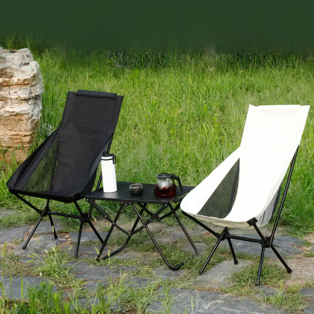Super Portable Folding Camping Chair Light Weight Back Rest Moon Chair With Bag