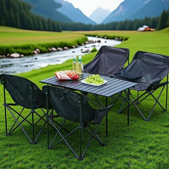 Camping Set Portable Table with 4 Chairs Set Bundle Offer Fold it in Bag Bring Anywhere Camping Trekking Travel Picnic Rooftop Garden Balcony Restaurants Light Weight Super Portable & Durable