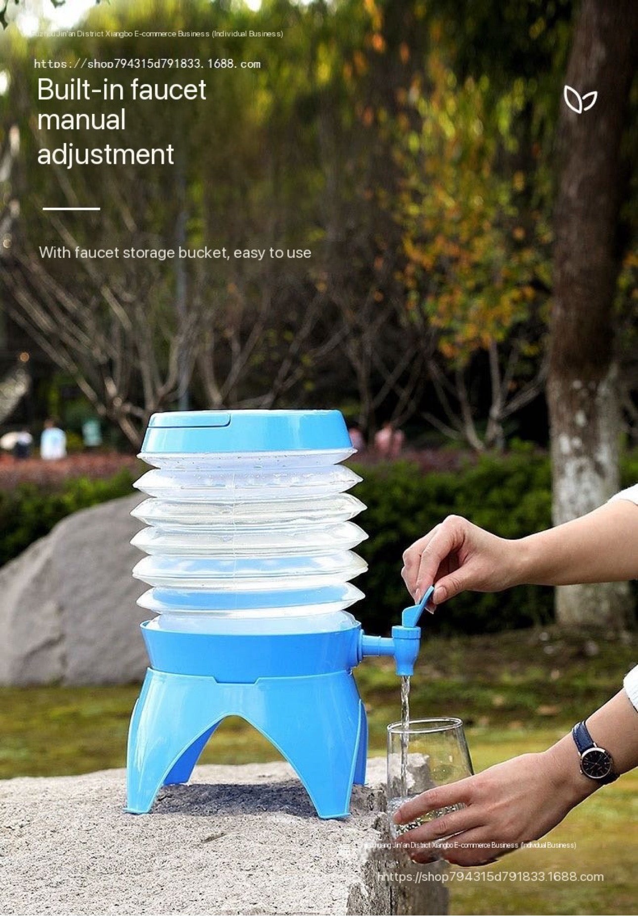 Outdoor Camping Folding Water Container Bag Portable Folding Water Storage Bag With Knob Faucet Bag