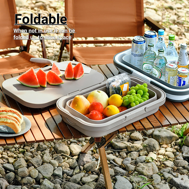 Outdoor Picnic Storage Box Portable Handle Plastic Foldable Camping Basket For Fruits and Other Picnic Stuffs