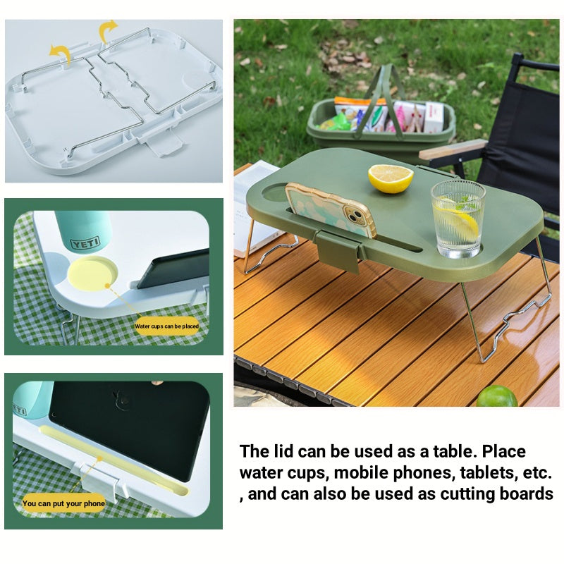 Outdoor Picnic Storage Box Portable Handle Plastic Foldable Camping Basket For Fruits and Other Picnic Stuffs