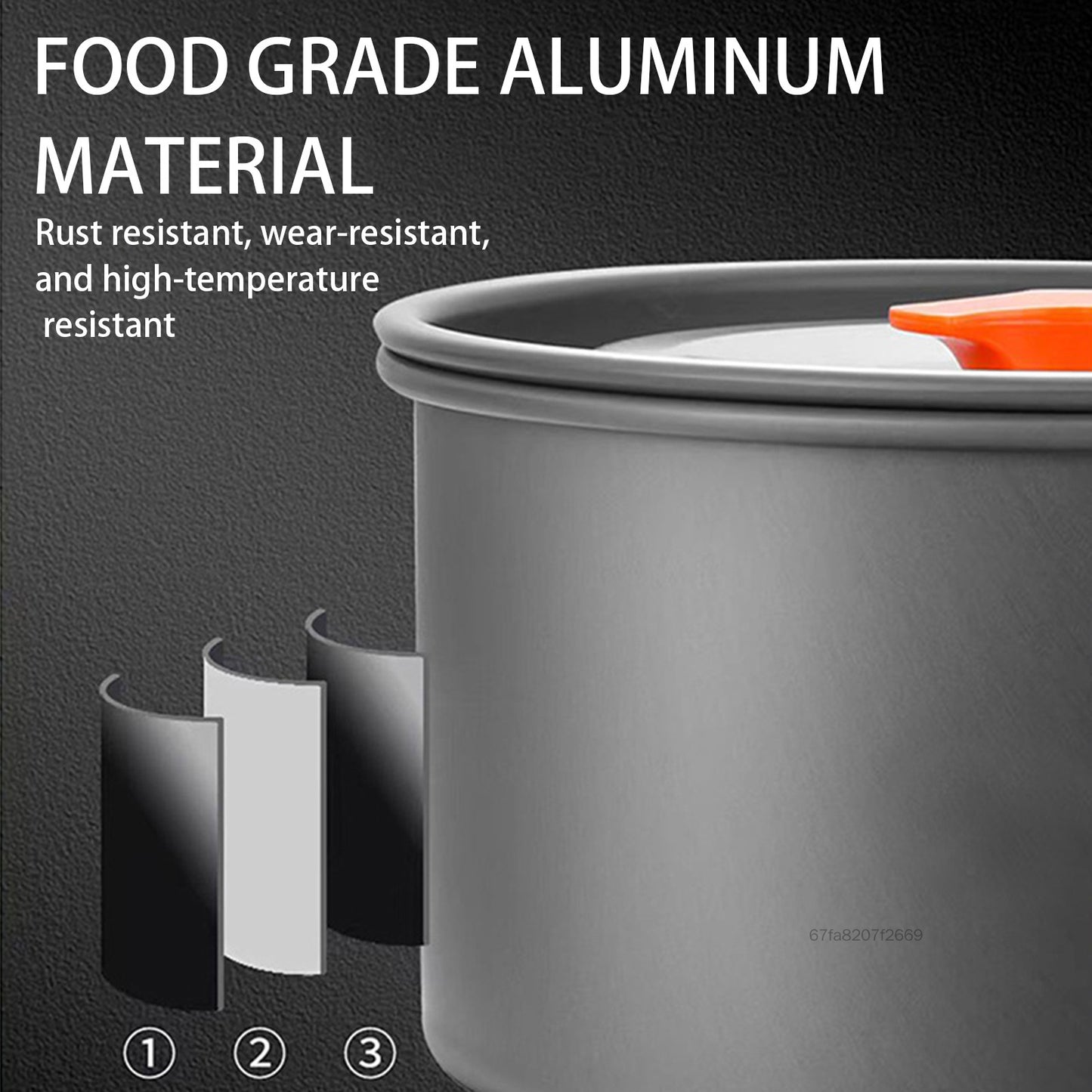 Portable Outdoor Camping Cookware For 3-4 Persons Nonstick Material Including Kettle|Frying Pan |Small Size Pot with Bowl and other Accessories