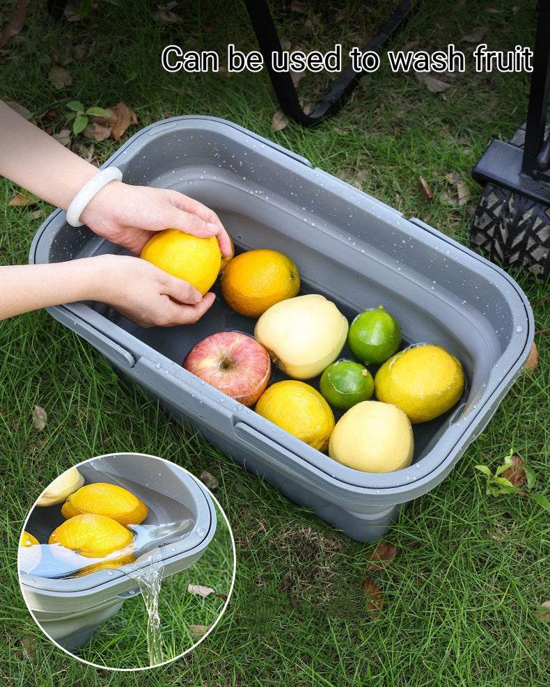 Outdoor Picnic Storage Box Portable Handle Plastic Foldable Camping Basket For Fruits and Other Picnic Stuffs