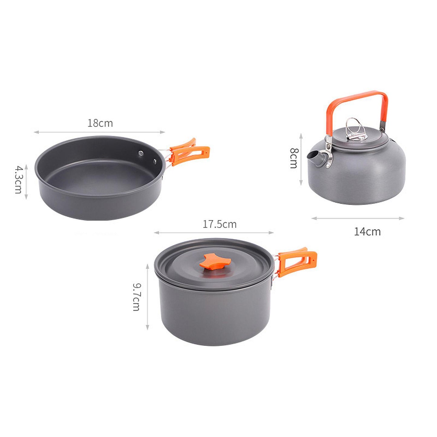 Portable Outdoor Camping Cookware For 3-4 Persons Nonstick Material Including Kettle|Frying Pan |Small Size Pot with Bowl and other Accessories
