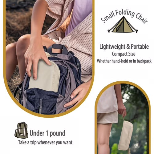 Pocket Chair Double Foldable Outdoor Stool Seat Hiking Chair Ultra Light Weight Portable Small Size Picnic Fishing Folding Pocket Chair Double Folding Pocket Pro Free Storage Bag