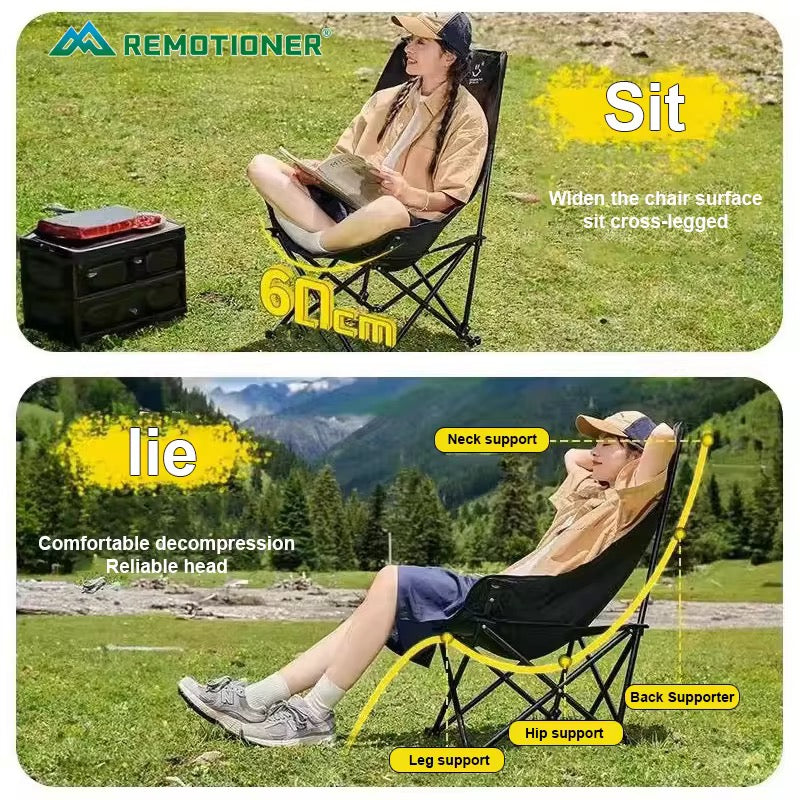 Camping Chair – जता गए पनि आरामले बस्नुहोस् | Folding Moon Chair | High-Back Portable Lounge | 150 kg | Portable with Carry Bag