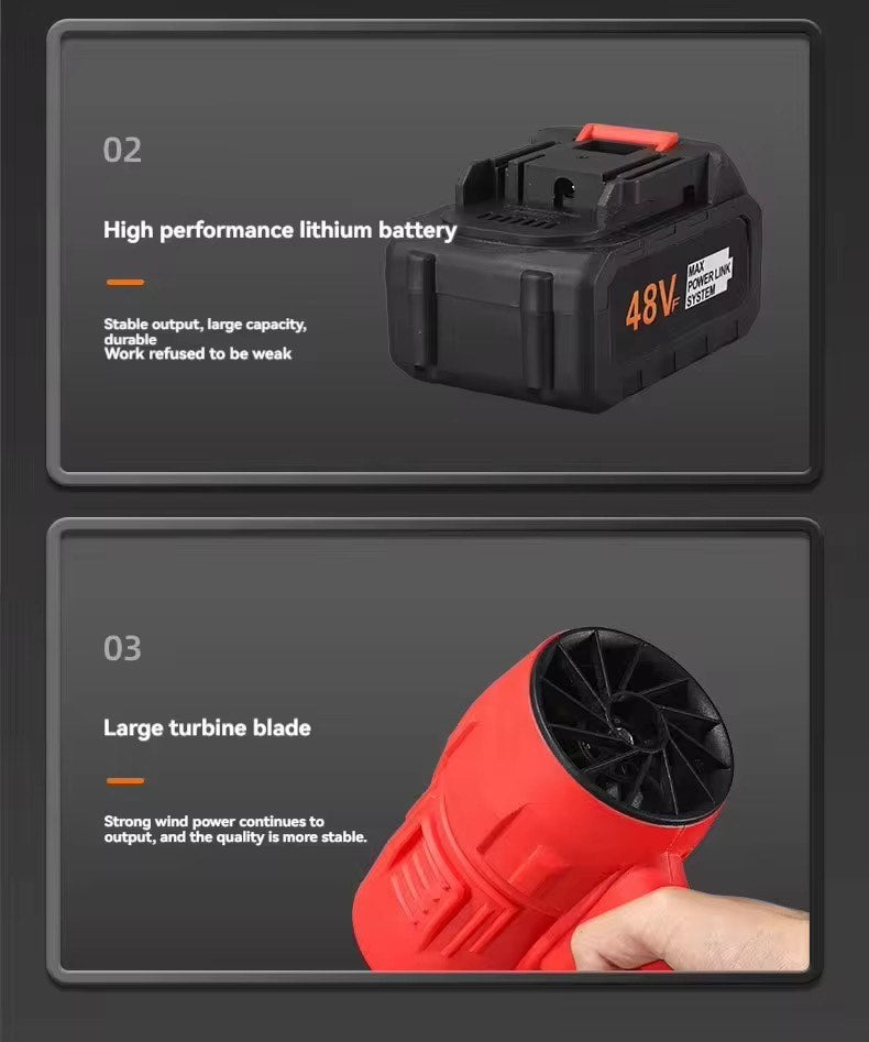Portable Dust Cleaner,Seese Cordless Leaf Blower Handheld Air Blower Jet Fan Turbo Mini Compressed Electric High Pressure Blower Perfect For OutDoor And Camping Comes Along with 48v chargeable Battery