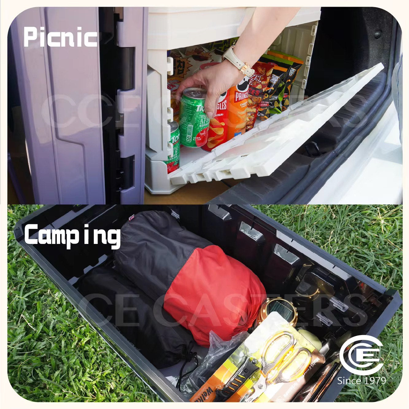 Indoor/Outdoor Durable Folding Storage Box Portable Multifunctional with Wooden Lid For Standard Look Perfect Storage Box For Camping and Picnic Accessories