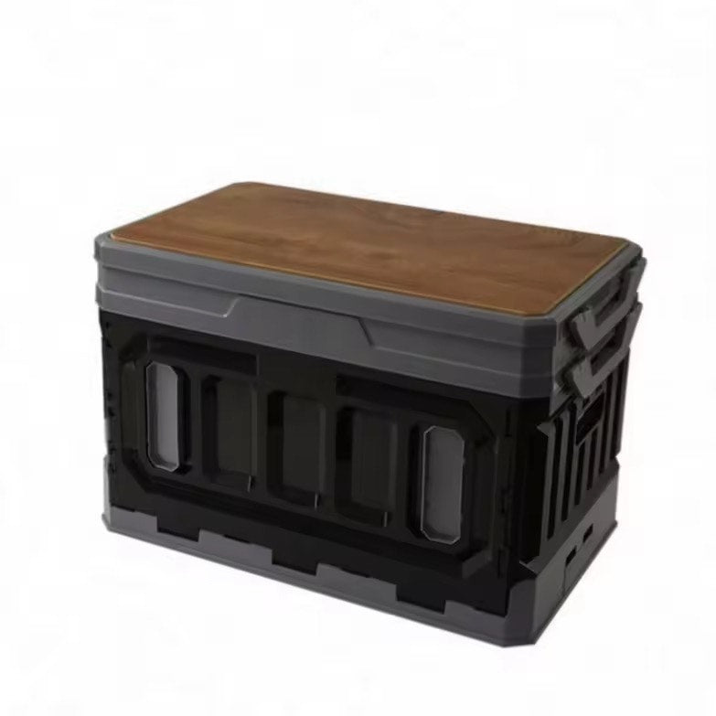Indoor/Outdoor Durable Folding Storage Box Portable Multifunctional with Wooden Lid For Standard Look Perfect Non-Extendable Storage Box For Camping and Picnic Accessories