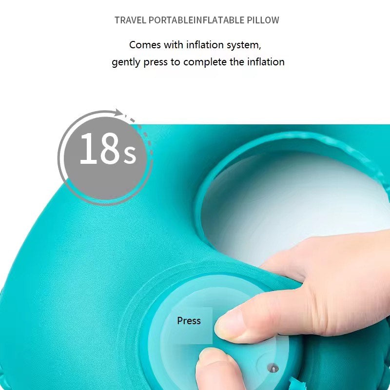 U-Shaped Compact Inflatable Travel Pillow Portable Waterproof Flocked Fabric Air Pillow For Head ,Neck/Lumbar Support