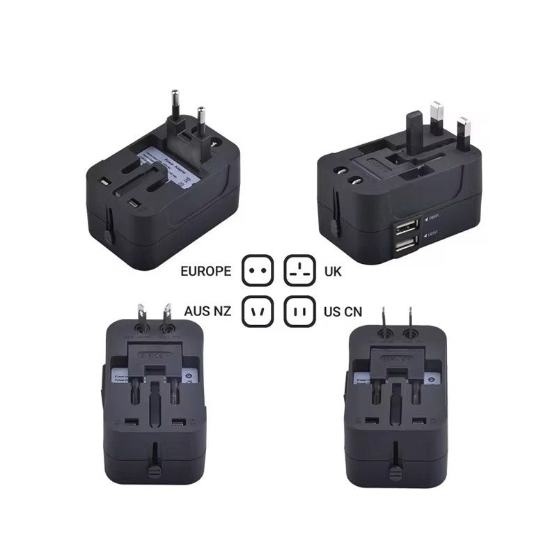 Universal Worldwide Travel Adapter with USB + Type C 180 Countries All-in-One Worldwide Wall Charger with AC Power Plug Adapter For USA EU UK AUS JP Kr Arab Worldwide Premium Multi pug