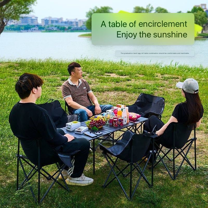 Camping Set Portable Table with 4 Chairs Set Bundle Offer Fold it in Bag Bring Anywhere Camping Trekking Travel Picnic Rooftop Garden Balcony Restaurants Light Weight Super Portable & Durable