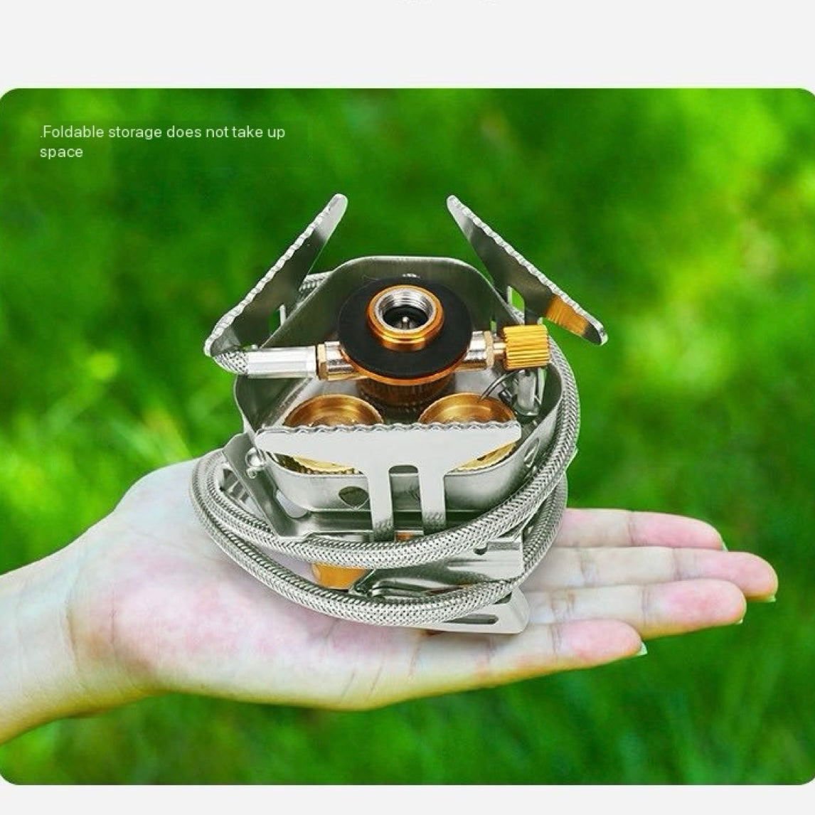 Camping Stove 12800 Watt Super 3 Burner Stove Palm Size Boil Water in 1 Minute  Unified Cooking Pure Copper Head Wind Proof Fierce Pocket Stove Automatic Free Gas + Free Extra Connector + Free Storage Box