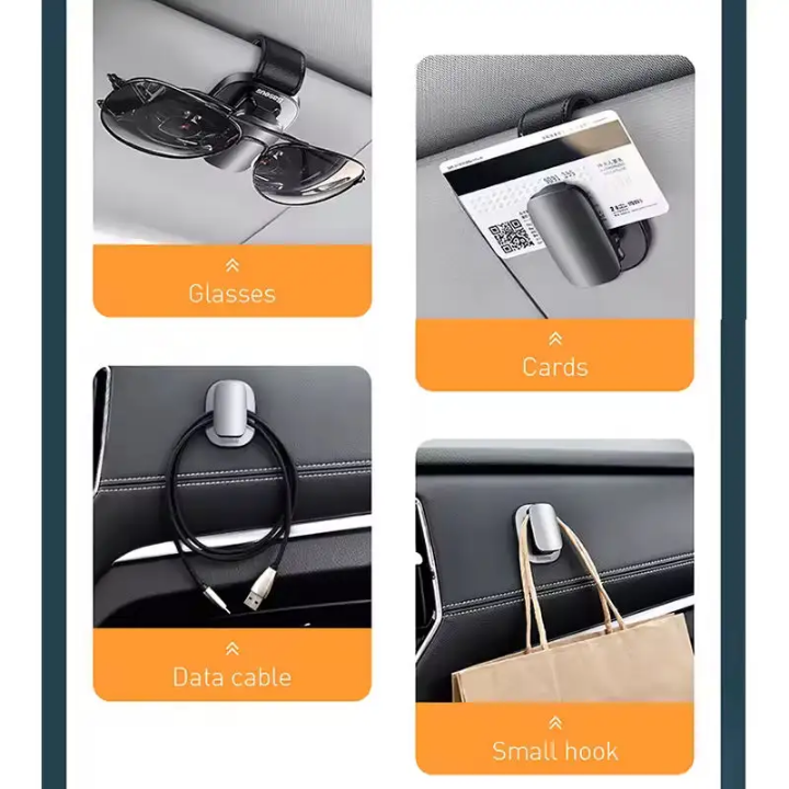 Car Sun Visor Sunglasses Holder Glasses Storage Ticket Card Clip Auto Accessories Useful When Travelling Outdoor Or Road Trips