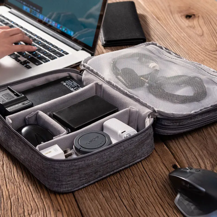 Travel Tech Organizer Double-Layer – Men & Women, Waterproof Digital Storage Pouch
