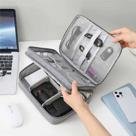 Travel Tech Organizer Double-Layer – Men & Women, Waterproof Digital Storage Pouch