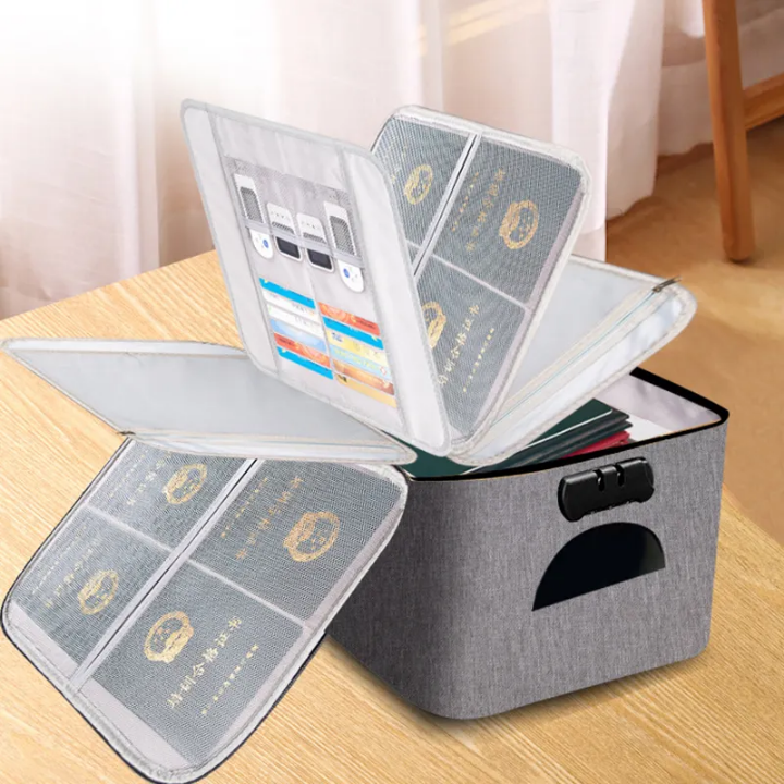 5-Layer Waterproof Document Organizer – Zipper Lock File Bag, Dust-Proof Travel Wallet with Handle for Camping & International Trips