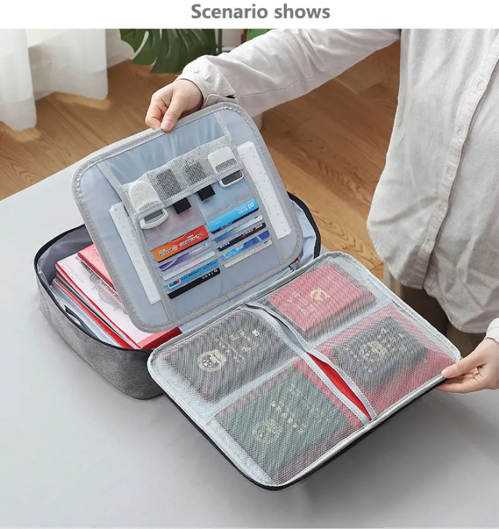 5-Layer Waterproof Document Organizer – Zipper Lock File Bag, Dust-Proof Travel Wallet with Handle for Camping & International Trips