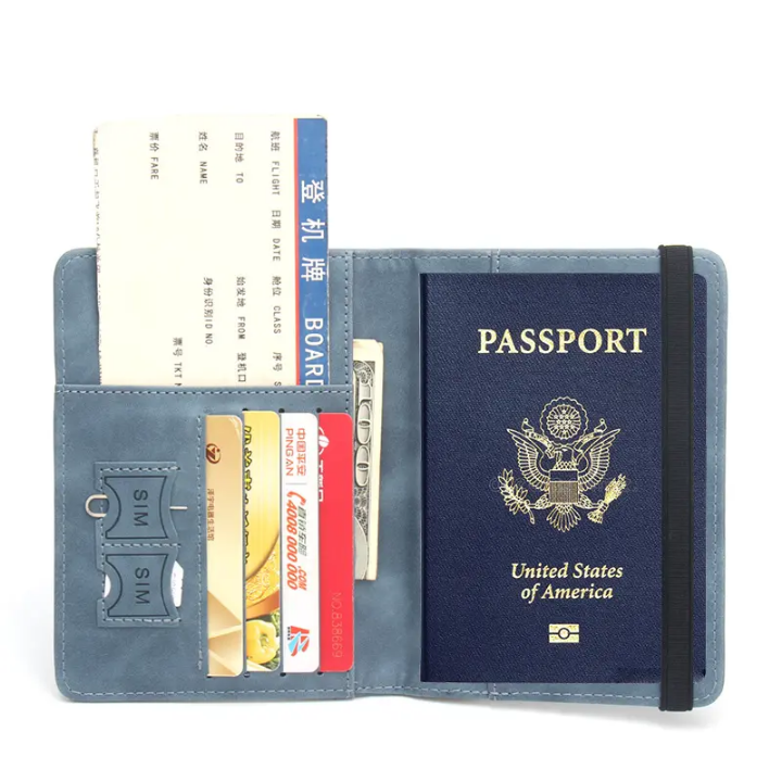 High Quality Leather Card Case Portable Travel Document Organizer RFID Blocking Passport Holder Cover Travel Wallet With Elastic Band Suitable For Travel Camping Trekking International Trips As Well As Indoor And Outdoor