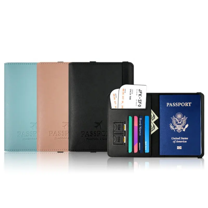 High Quality Leather Card Case Portable Travel Document Organizer RFID Blocking Passport Holder Cover Travel Wallet With Elastic Band Suitable For Travel Camping Trekking International Trips As Well As Indoor And Outdoor
