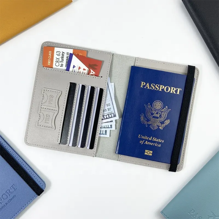 High Quality Leather Card Case Portable Travel Document Organizer RFID Blocking Passport Holder Cover Travel Wallet With Elastic Band Suitable For Travel Camping Trekking International Trips As Well As Indoor And Outdoor