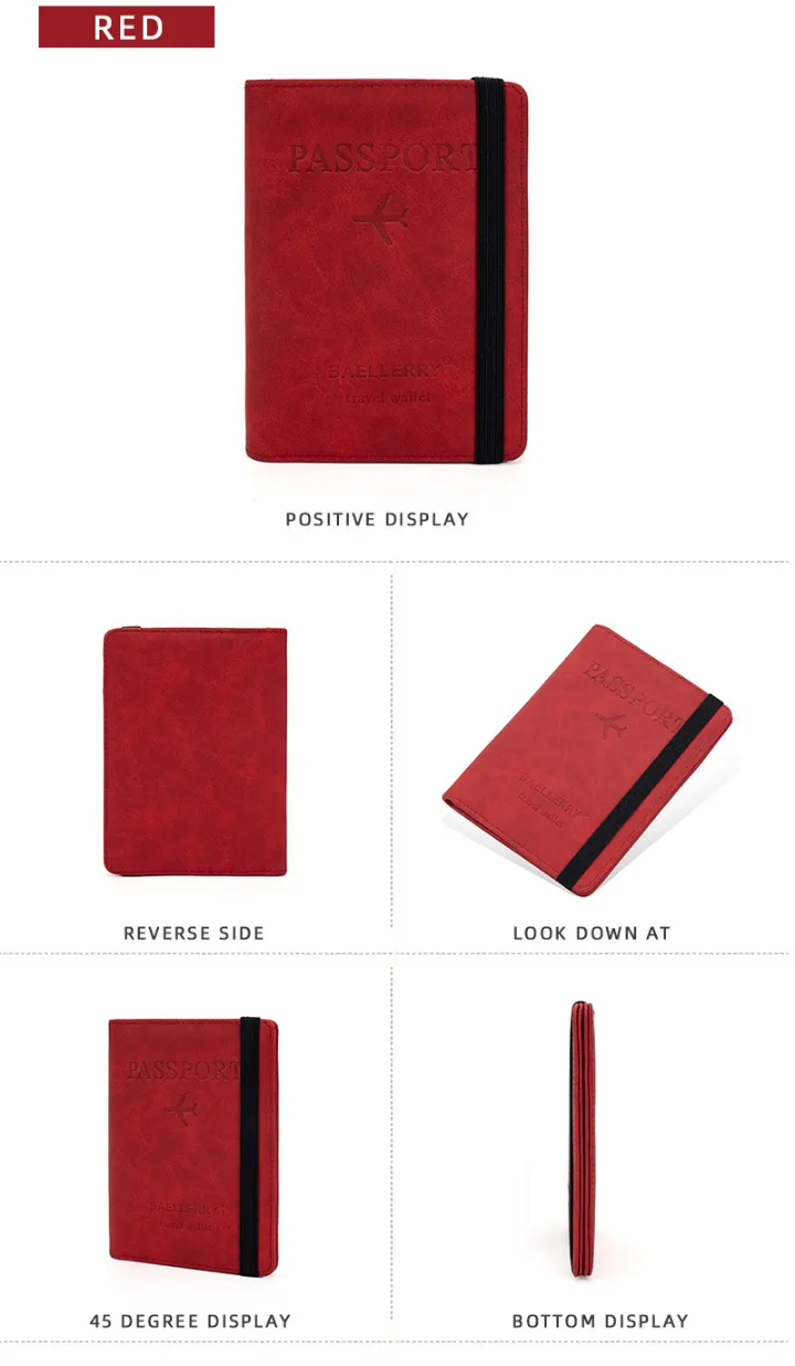 High Quality Leather Card Case Portable Travel Document Organizer RFID Blocking Passport Holder Cover Travel Wallet With Elastic Band Suitable For Travel Camping Trekking International Trips As Well As Indoor And Outdoor