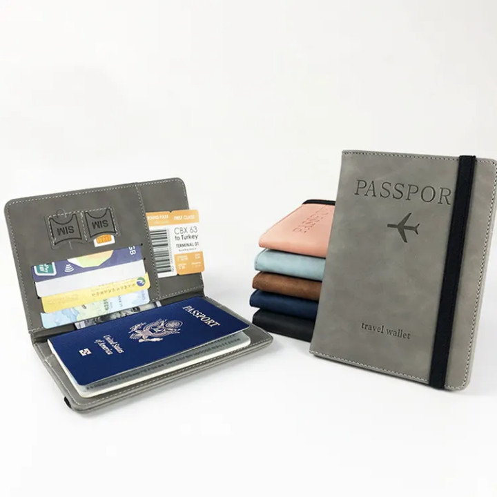 High Quality Leather Card Case Portable Travel Document Organizer RFID Blocking Passport Holder Cover Travel Wallet With Elastic Band Suitable For Travel Camping Trekking International Trips As Well As Indoor And Outdoor