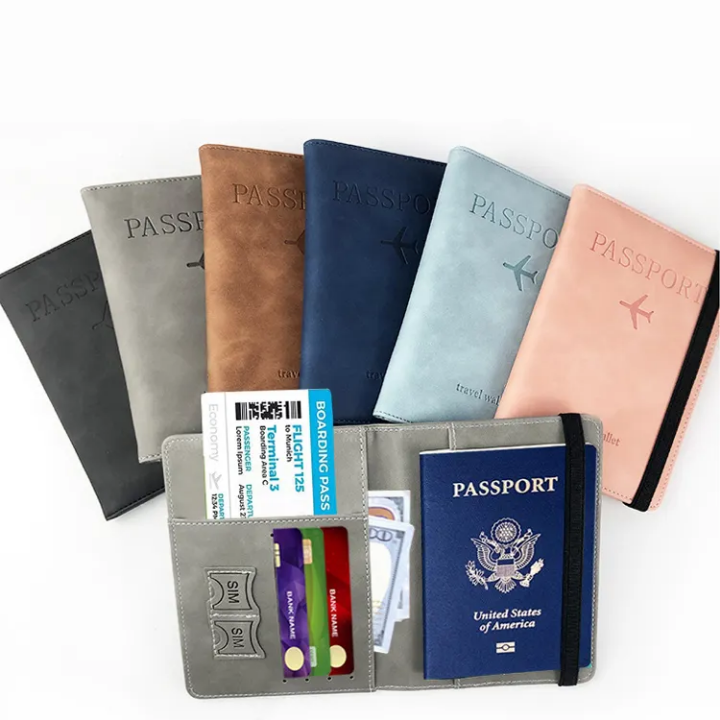 High Quality Leather Card Case Portable Travel Document Organizer RFID Blocking Passport Holder Cover Travel Wallet With Elastic Band Suitable For Travel Camping Trekking International Trips As Well As Indoor And Outdoor