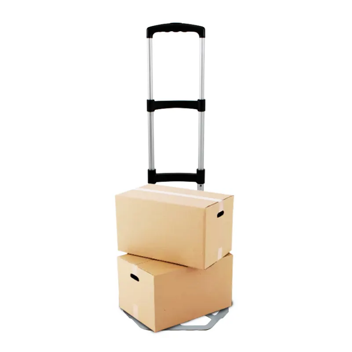 Aluminum Alloy Portable Folding Hand Trolley 75 KG Capacity Collapsible Travel/Moving/Camping/Trekking/Shopping Cart with Platform Structure Tools Usage