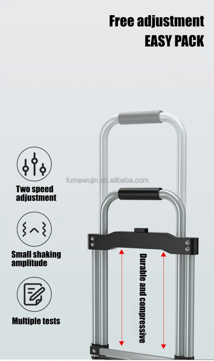 Aluminum Alloy Portable Folding Hand Trolley 75 KG Capacity Collapsible Travel/Moving/Camping/Trekking/Shopping Cart with Platform Structure Tools Usage