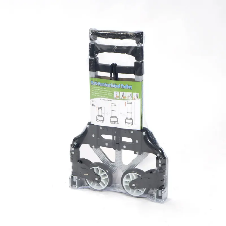 Aluminum Alloy Portable Folding Hand Trolley 75 KG Capacity Collapsible Travel/Moving/Camping/Trekking/Shopping Cart with Platform Structure Tools Usage