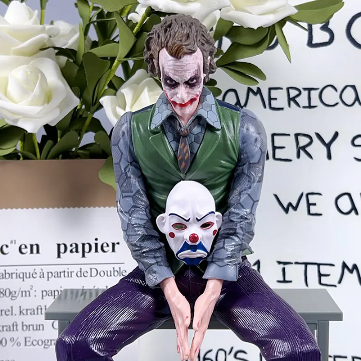 Seated Custom Anime PVC Joker Toy Figure 15cm Joker With Mask Sitting Model Static Ornament Action Figure A Little Upgrade For Your Room, Bike, Car, Bicycle And Many More