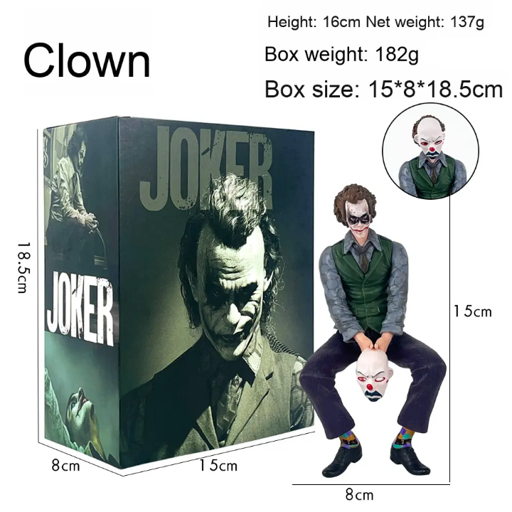 Seated Custom Anime PVC Joker Toy Figure 15cm Joker With Mask Sitting Model Static Ornament Action Figure A Little Upgrade For Your Room, Bike, Car, Bicycle And Many More