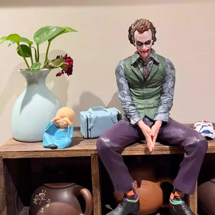 Seated Custom Anime PVC Joker Toy Figure 15cm Joker With Mask Sitting Model Static Ornament Action Figure A Little Upgrade For Your Room, Bike, Car, Bicycle And Many More