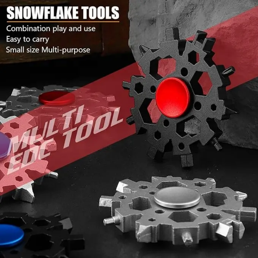 23-in-1 Stainless Steel Multi-Tool – Snowflake Fidget Spinner Wrench, Bottle Opener & Screwdriver Kit