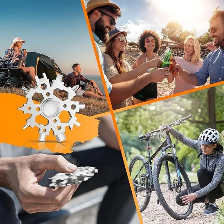 23-in-1 Stainless Steel Multi-Tool – Snowflake Fidget Spinner Wrench, Bottle Opener & Screwdriver Kit