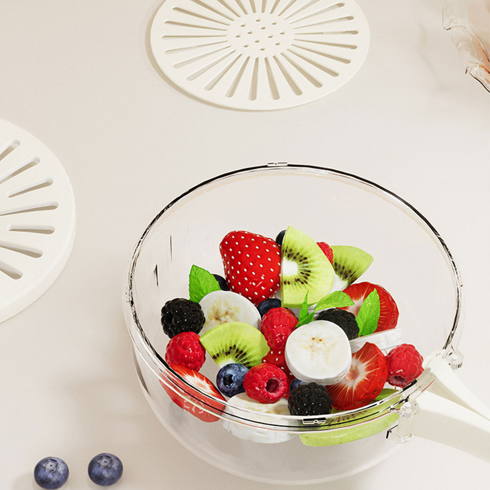 Fruit Drain Basket With Lid vegetable Washing Bowl Foldable Handle Portable Fridge Food Storage Container