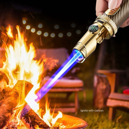 Camping BBQ Campfire Fire Starter Metal Lighter - Adjustable - Turbo Flame Windproof - Refillable Butane Jet Lighter for Survival Home Travel Outdoor Adventure Must have