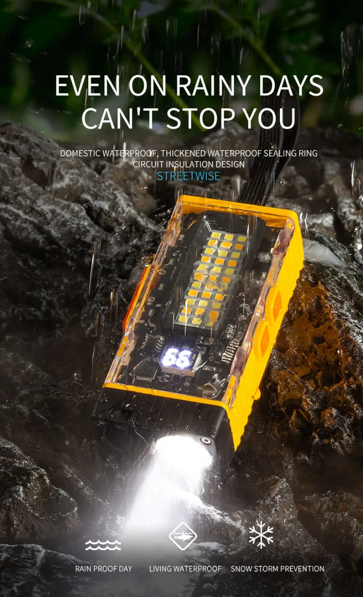 High Brightness Portable Outdoor Venting Camping Waterproof And Windproof LED Rechargeable USB Flashlight With High-Pitched Emergency Alarm And Powerbank