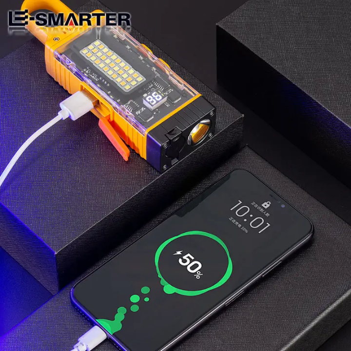 High Brightness Portable Outdoor Venting Camping Waterproof And Windproof LED Rechargeable USB Flashlight With High-Pitched Emergency Alarm And Powerbank