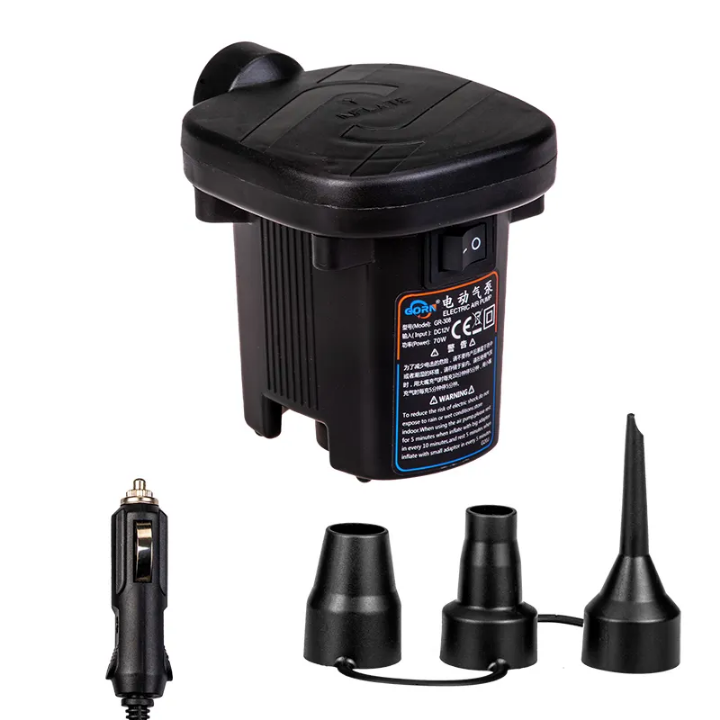 High Quality Portable Multifunctional DC Electric 12 Volt Inflating And Deflating Air Pump With 3 Nozzles For Air Beds / Cushions / Floaties And Many More Used Both Indoor And Outdoor