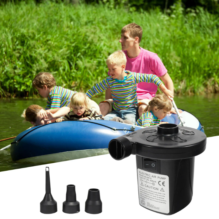 High Quality Portable Multifunctional DC Electric 12 Volt Inflating And Deflating Air Pump With 3 Nozzles For Air Beds / Cushions / Floaties And Many More Used Both Indoor And Outdoor