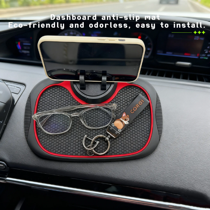 Non Slip Sticky Anti Slip Mat Multi-Function Car Dashboard Cell Phone Holder Car Anti Slide Mat Pad With Phone Number And Temporary Parking Number Card PVC Storage Pad