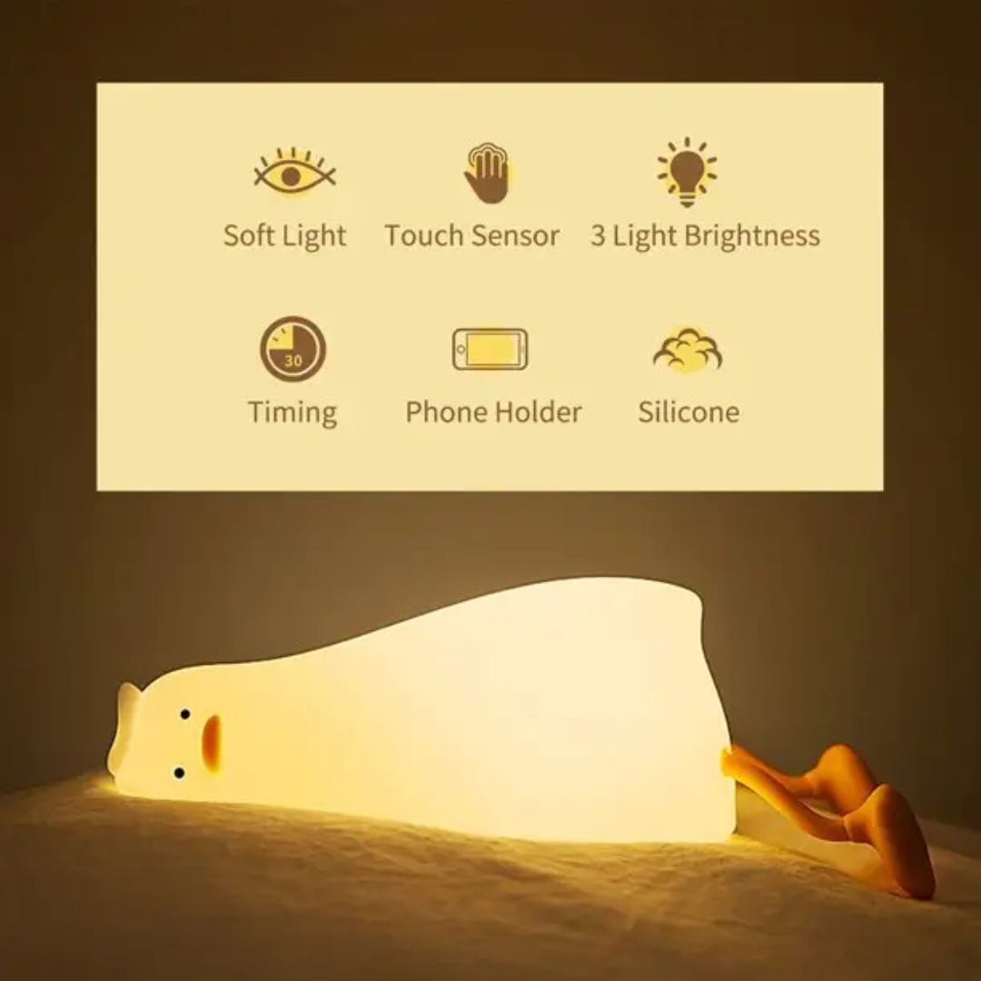 Sleeping Duck Lamp, Night Lamp Led Squishy Cute Soft Silicon Duck Light Mini USB Rechargeable Lazy Light Perfect For A Camp Night