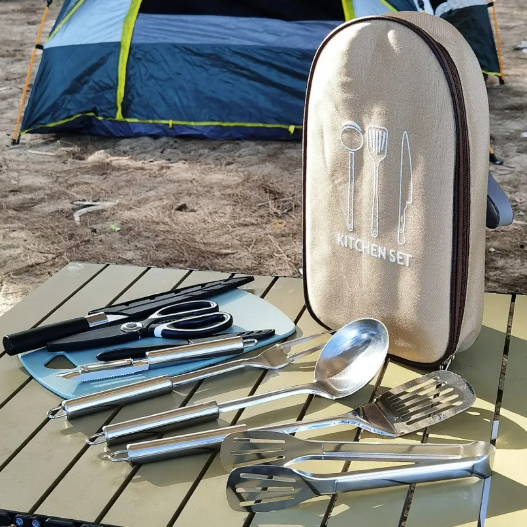 Outdoor Kitchen Utensil Set Large Capacity Camp Organizer Pouch For Camping Trekking And Picnics