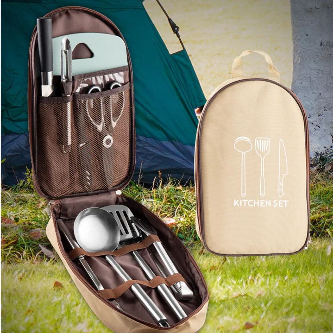 Outdoor Kitchen Utensil Set Large Capacity Camp Organizer Pouch For Camping Trekking And Picnics