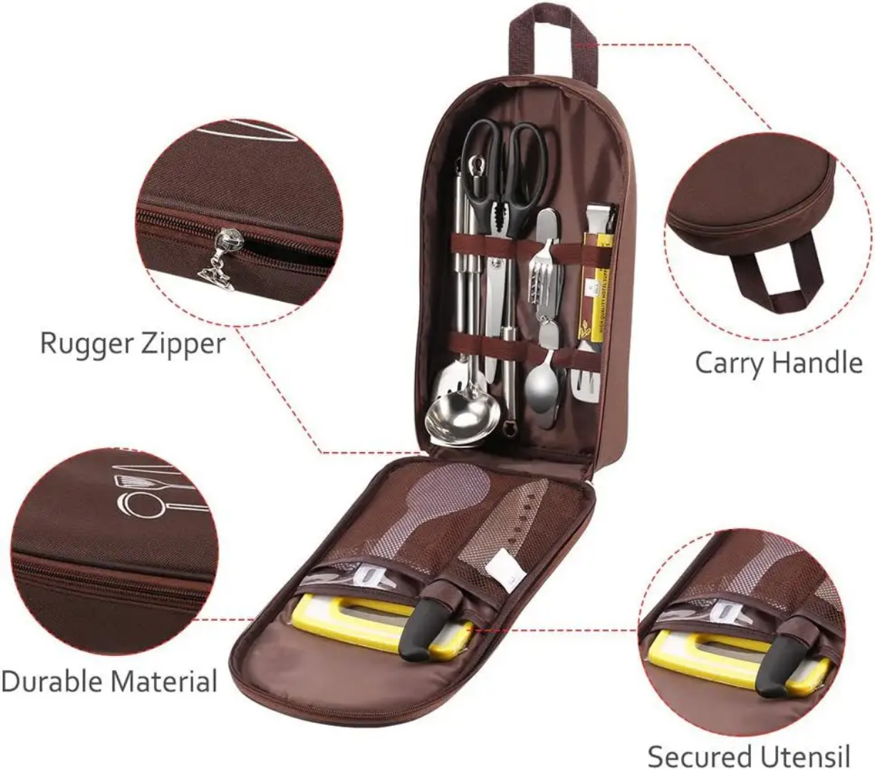 Outdoor Kitchen Utensil Set Large Capacity Camp Organizer Pouch For Camping Trekking And Picnics