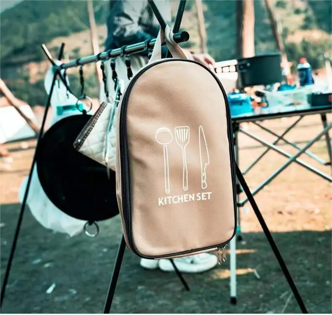Outdoor Kitchen Utensil Set Large Capacity Camp Organizer Pouch For Camping Trekking And Picnics